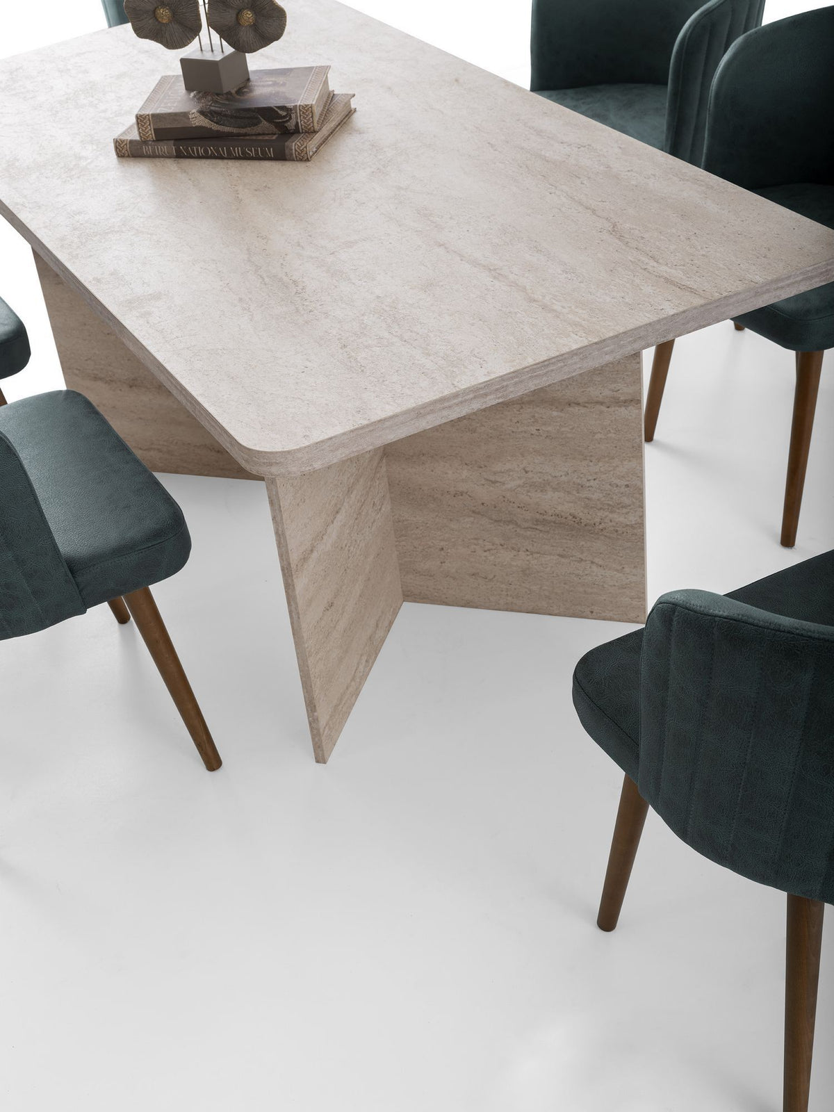 Τραπέζι Τραπεζαρίας Lafonissi Travertine 180x90x77 εκ. Μελαμίνης