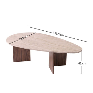 Τραπεζάκι Σαλονιού Pikermi Travertine - Καρυδί 139.5x79.5x42 εκ. Μελαμίνης