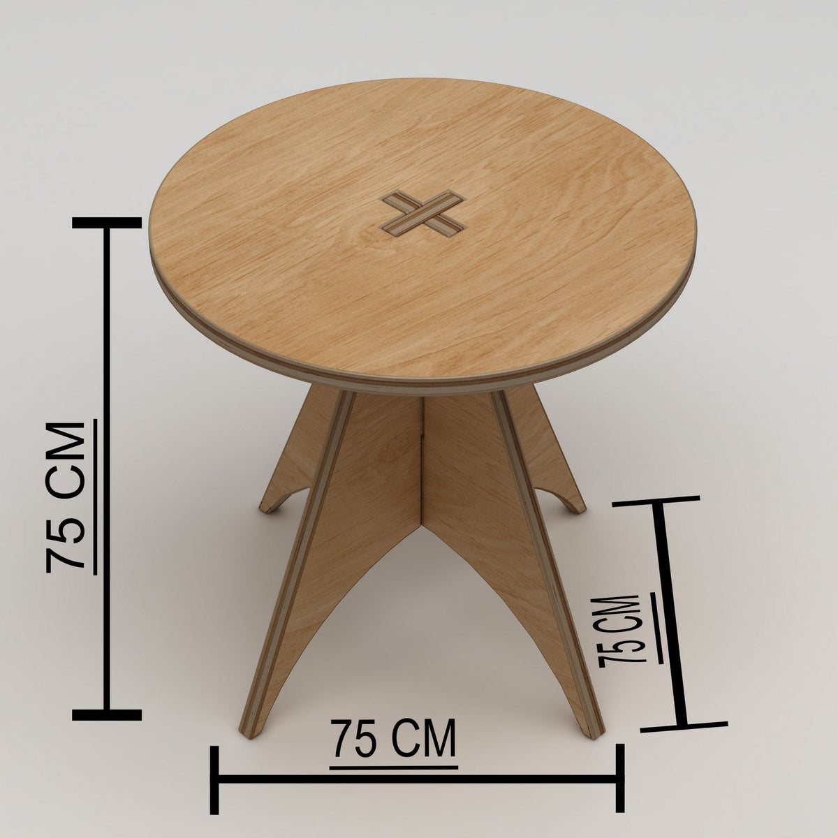 Τραπέζι Τραπεζαρίας Karavomylos Φυσικό Ξύλο 75x75x75 εκ. Κόντρα Πλακέ
