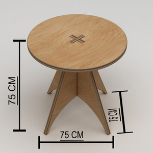Τραπέζι Τραπεζαρίας Karavomylos Φυσικό Ξύλο 75x75x75 εκ. Κόντρα Πλακέ
