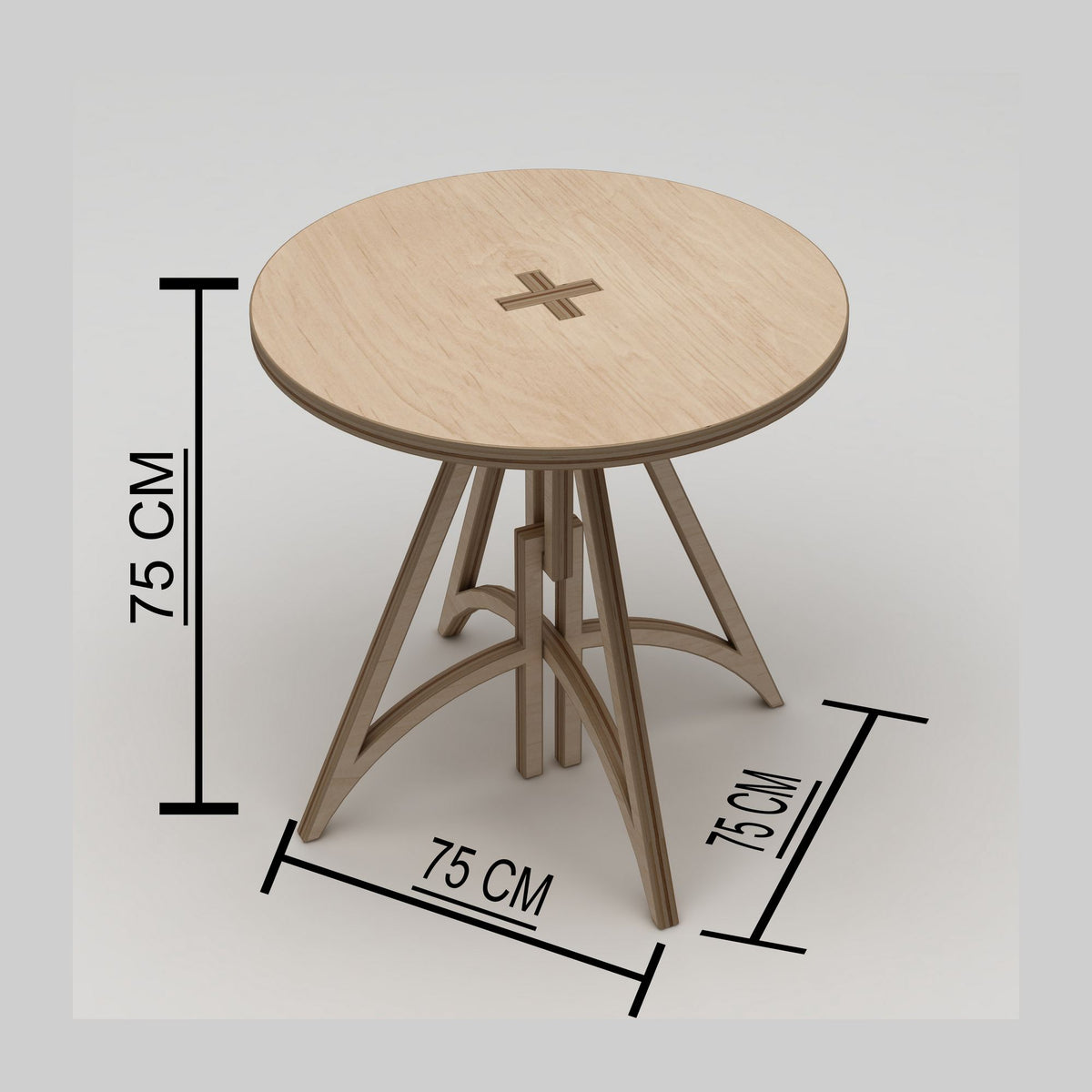 Τραπέζι Τραπεζαρίας Elafochori Φυσικό Ξύλο 75x75x75 εκ. Κόντρα Πλακέ