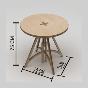 Τραπέζι Τραπεζαρίας Elafochori Φυσικό Ξύλο 75x75x75 εκ. Κόντρα Πλακέ