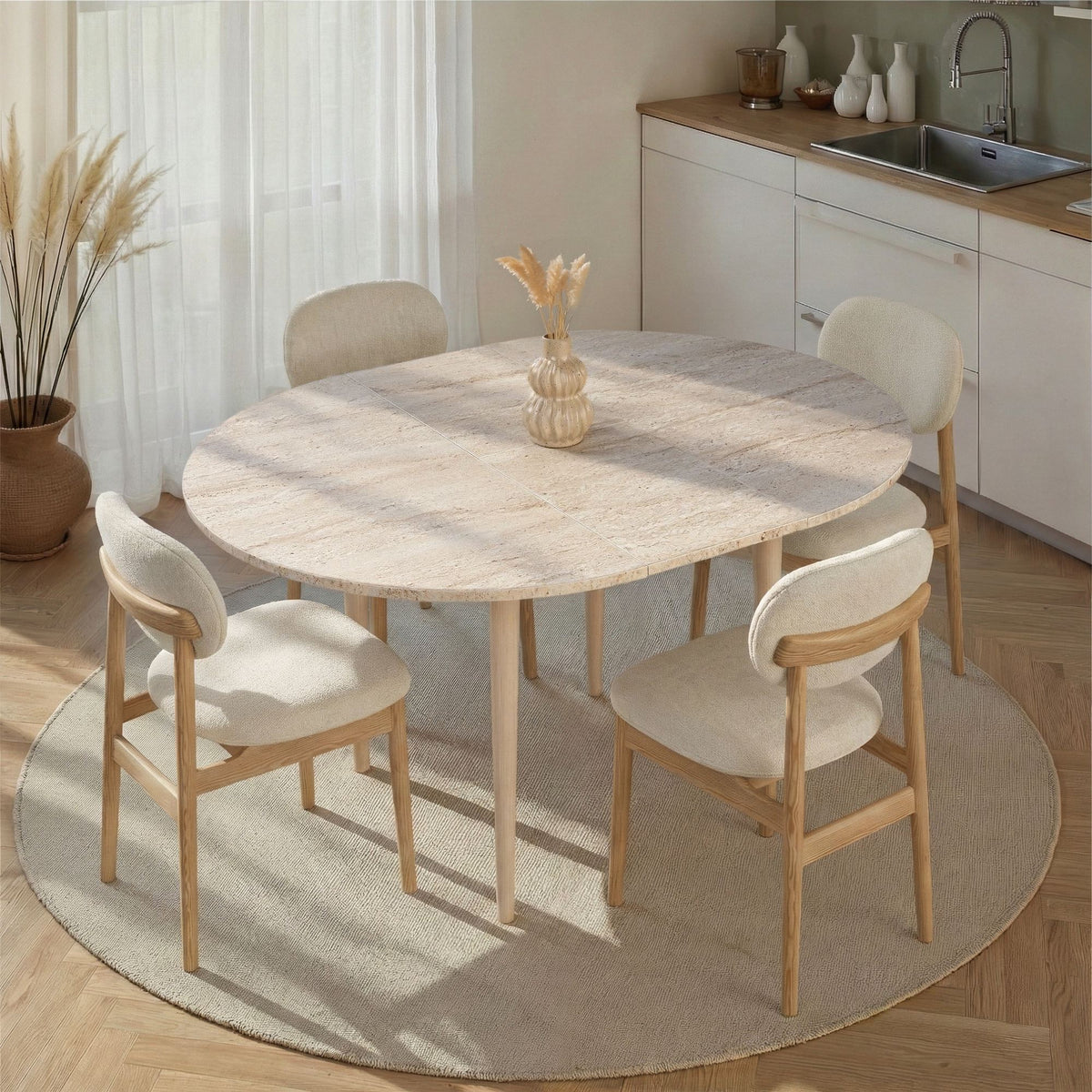 Τραπέζι Τραπεζαρίας Loutro Travertine - Δρυς 100x100x75 εκ. Μελαμίνης