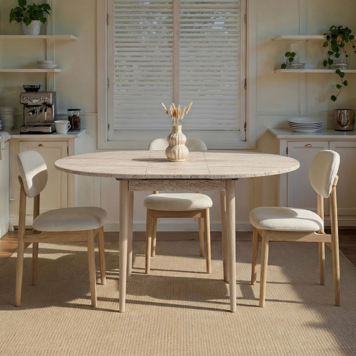 Τραπέζι Τραπεζαρίας Loutro Travertine - Δρυς 100x100x75 εκ. Μελαμίνης