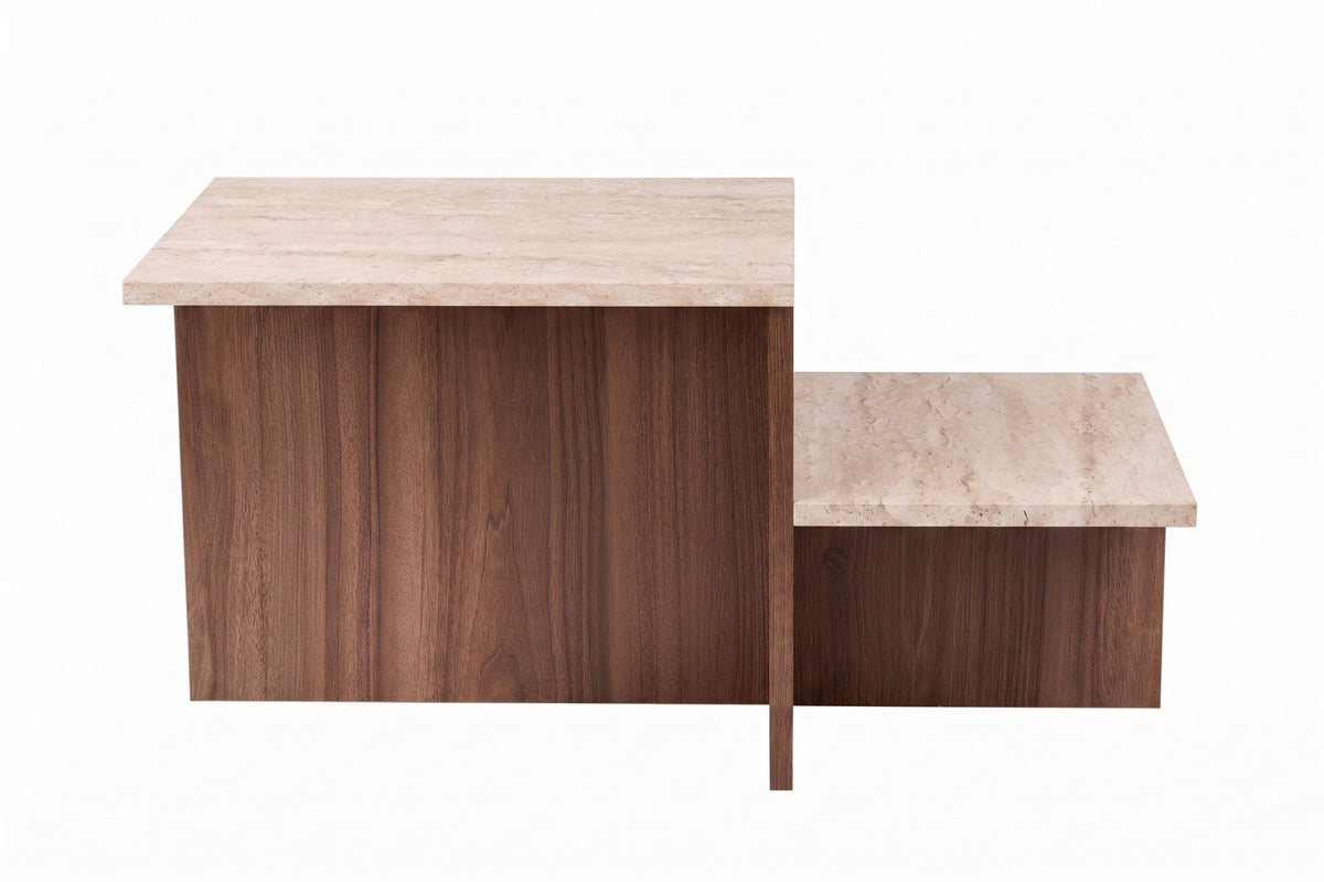 Τραπεζάκι Σαλονιού Pouri Travertine - Καρυδί Venezia 80x40x40 εκ. Μελαμίνης