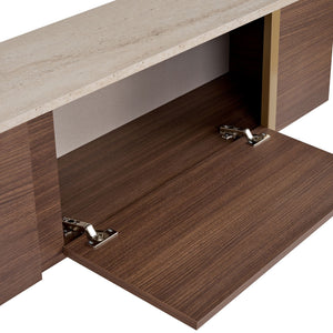 Έπιπλο Τηλεόρασης Seralia Travertine - Καρυδί Milano - Χρυσό 180x30x50 εκ. Μελαμίνης