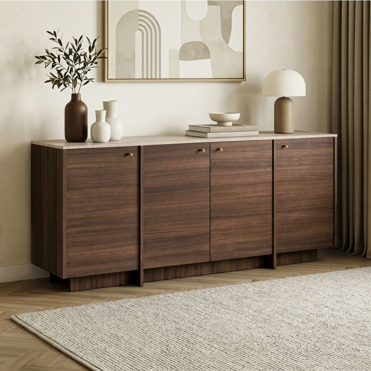 Κονσόλα Myrina Travertine - Καρυδί Milano 180x45x82 εκ. Μελαμίνης