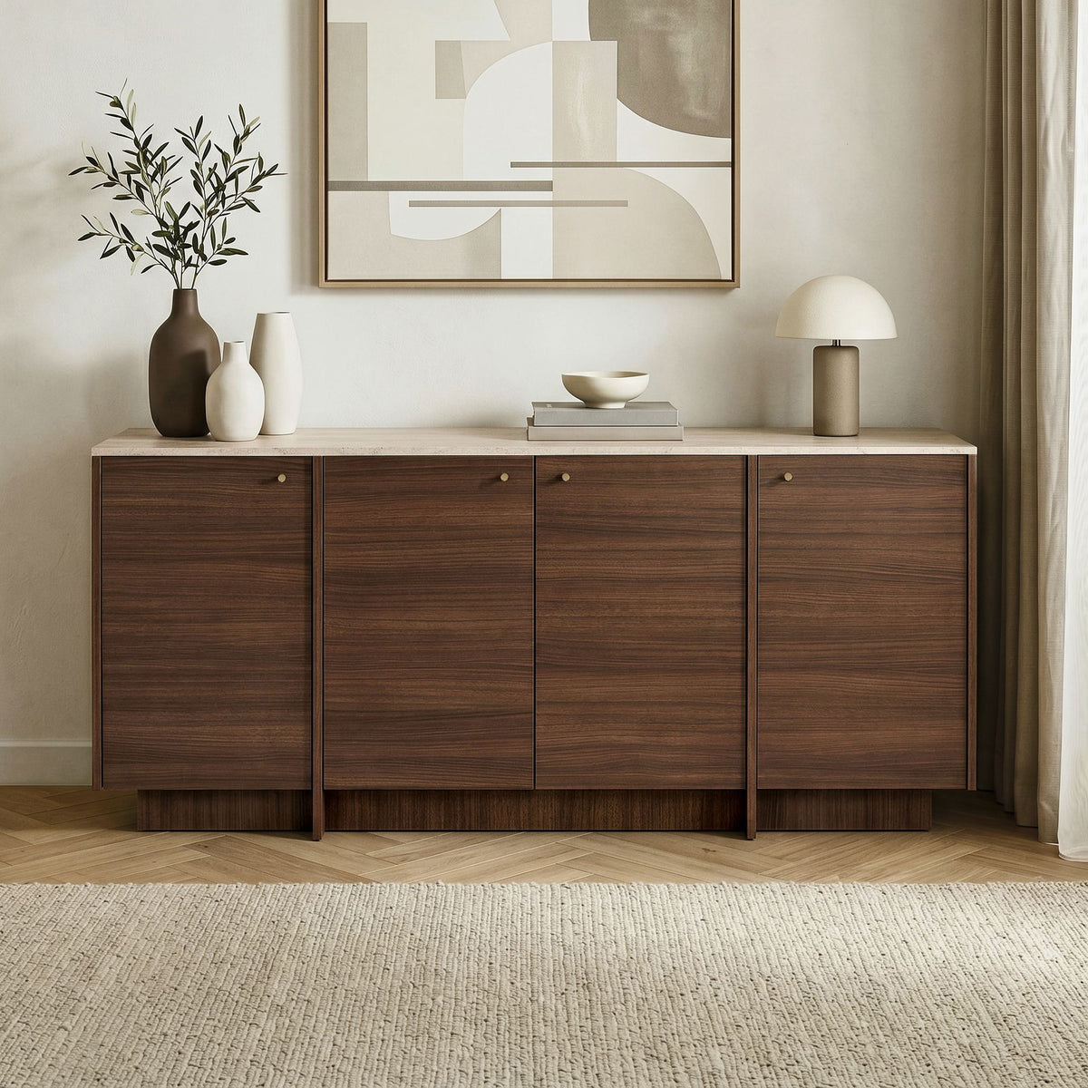 Κονσόλα Myrina Travertine - Καρυδί Milano 180x45x82 εκ. Μελαμίνης