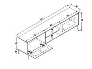 Έπιπλο Τηλεόρασης Pyrgaki Δρυς 180x40x55 εκ. Μελαμίνης