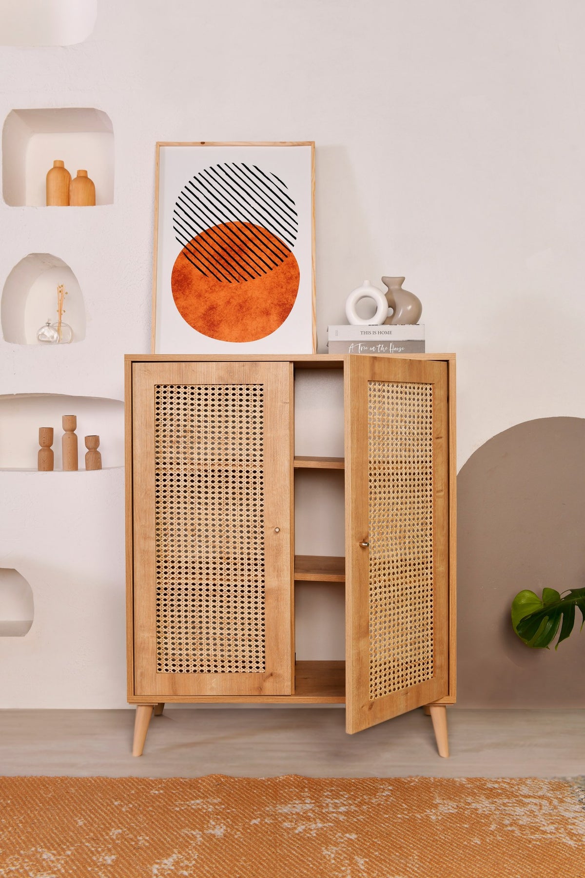 Μπουφές Pyrgaki Δρυς 40x40x110 εκ. Μασίφ Ξύλου