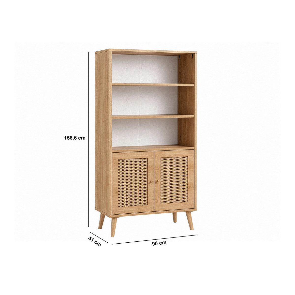 Βιβλιοθήκη Pyrgaki Δρυς 90x41x156.6 εκ. Μασίφ Ξύλου