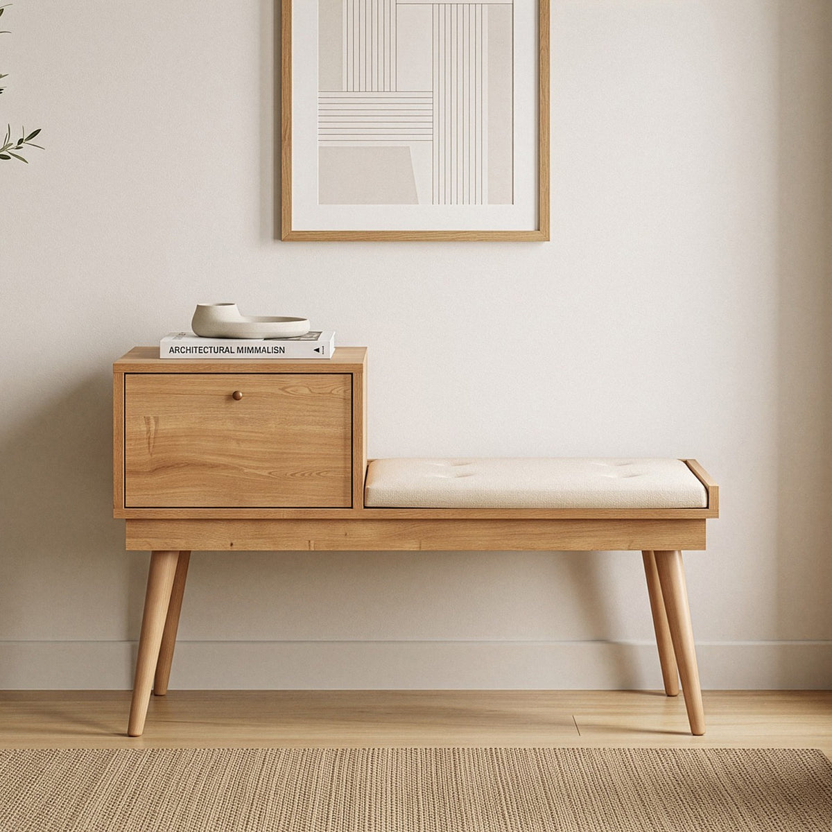 Παγκάκι Pentalofo Δρυς - Κρεμ 105x40x45 εκ.