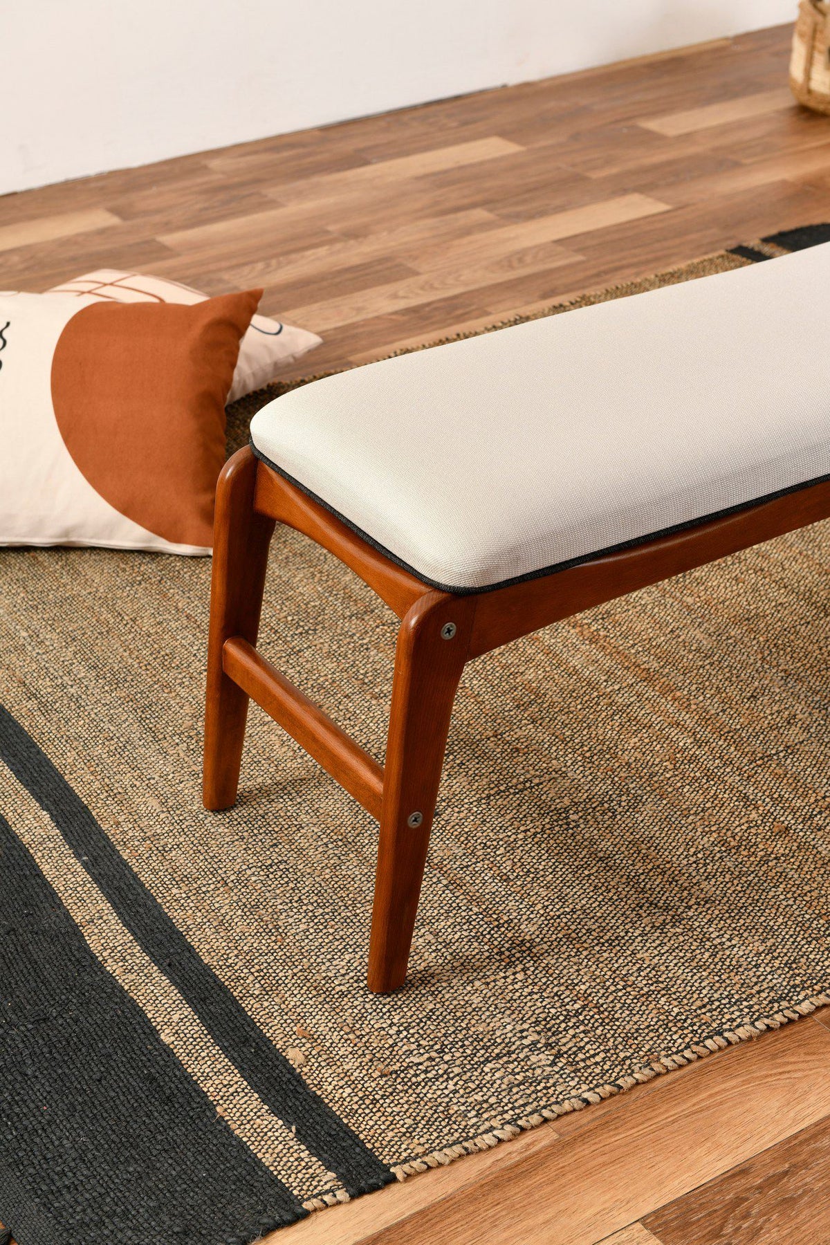 Παγκάκι Saria Καρυδί - Κρεμ 120x40x45 εκ.