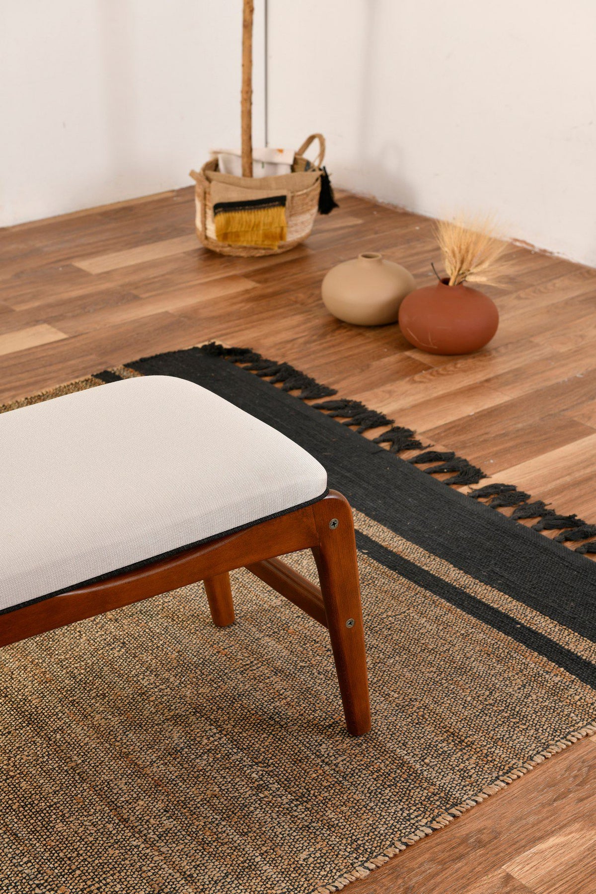Παγκάκι Saria Καρυδί - Κρεμ 120x40x45 εκ.