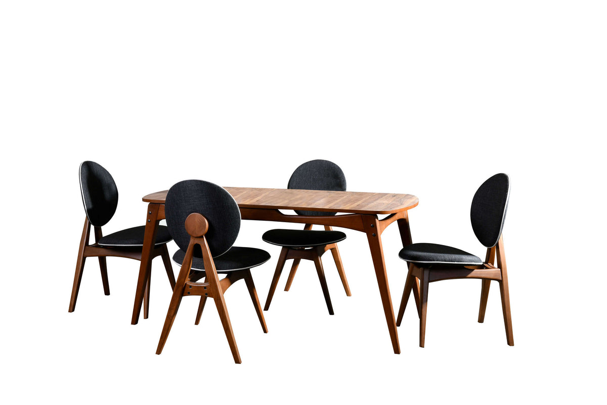 Σετ Τραπεζαρίας 5τμχ Saria Ανθρακί 160x80x75 εκ. Μελαμίνης