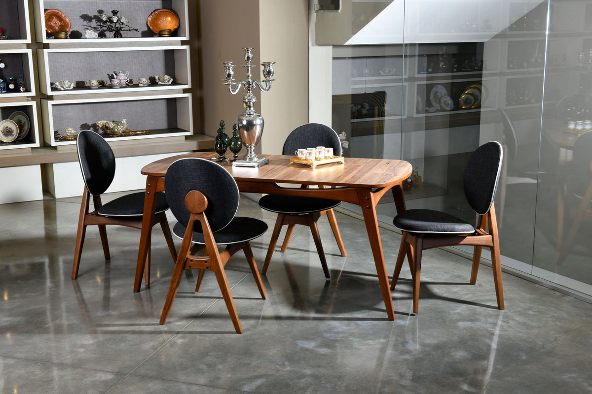 Σετ Τραπεζαρίας 5τμχ Saria Ανθρακί 160x80x75 εκ. Μελαμίνης