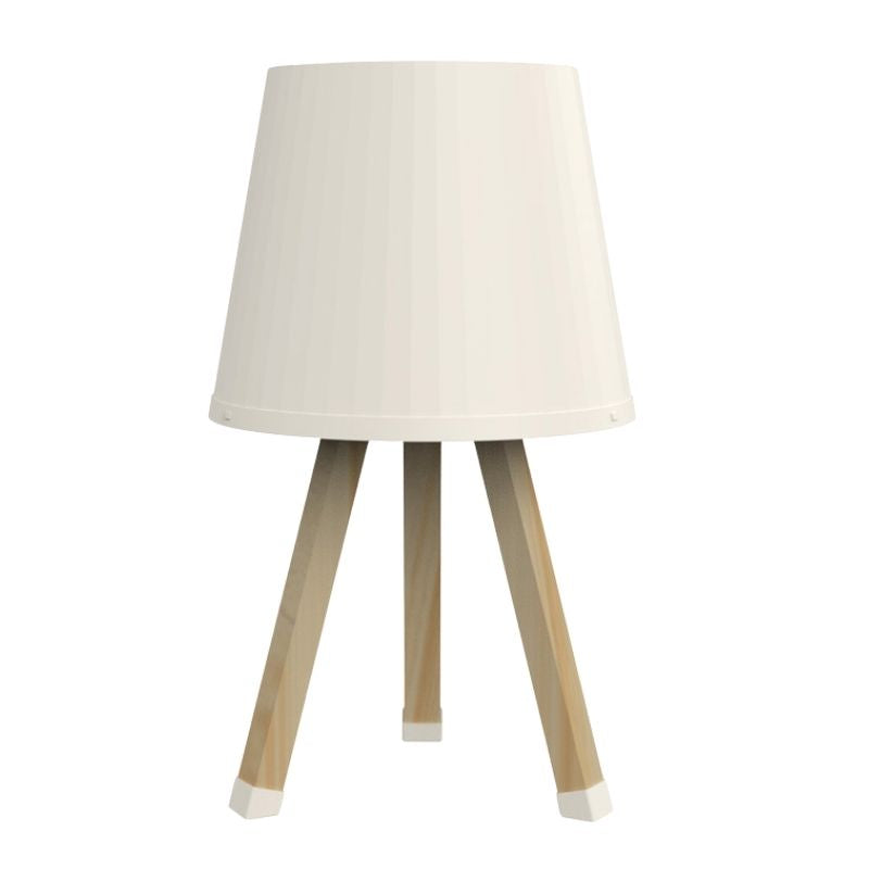 Φωτιστικό επιτραπέζιο ξύλινο - πλαστικό χρώμα μπεζ Ø18x34εκ. - Pakobazaar