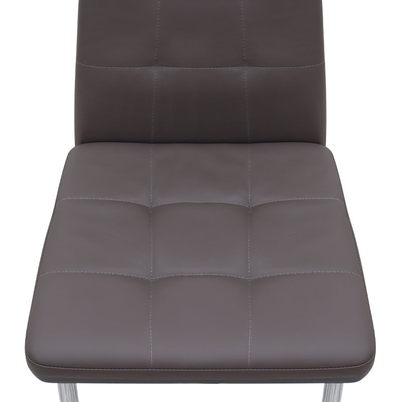 Καρέκλα τραπεζαρίας Rosa  καφέ PU - μεταλλικό πόδι χρωμίου 41x48x98εκ.