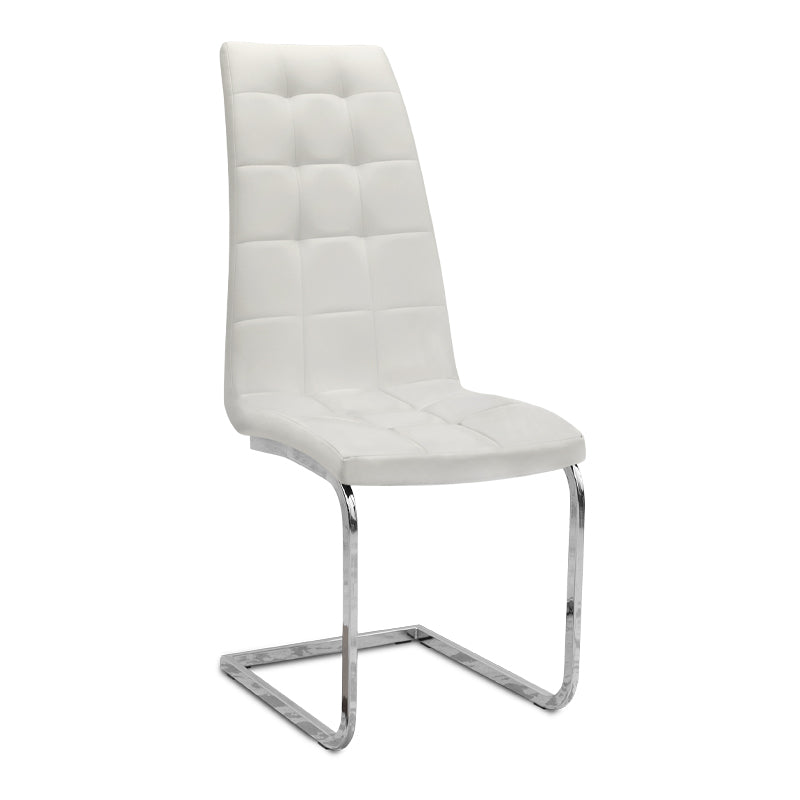 Καρέκλα τραπεζαρίας Vela  λευκό PU - μεταλλική βάση χρωμίου 41x61x107εκ. - Pakobazaar