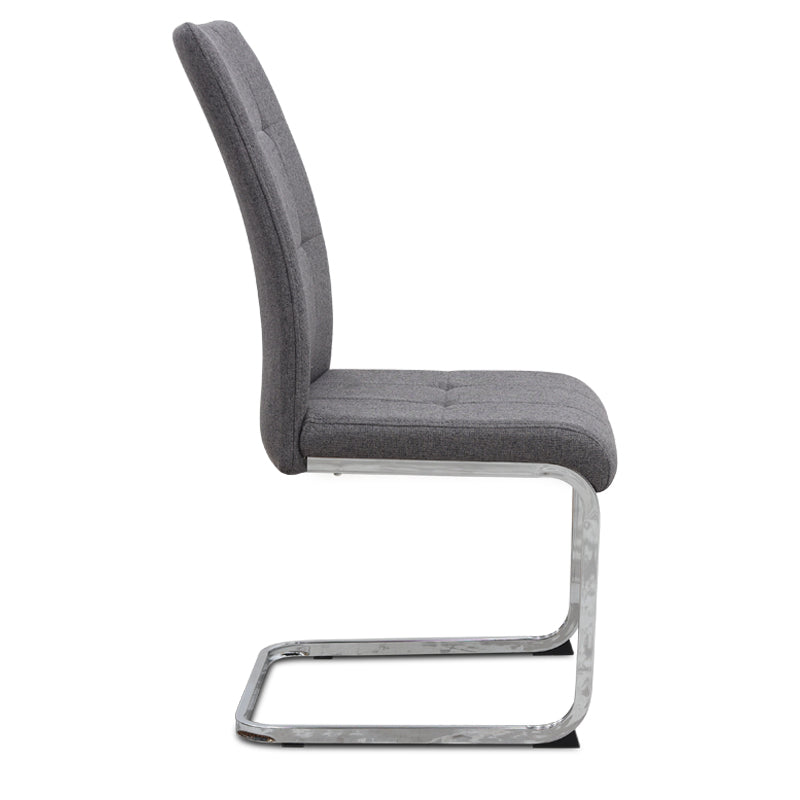 Καρέκλα τραπεζαρίας Laura  γκρι ύφασμα - μεταλλική βάση χρωμίου 42x58x98εκ. - Pakobazaar