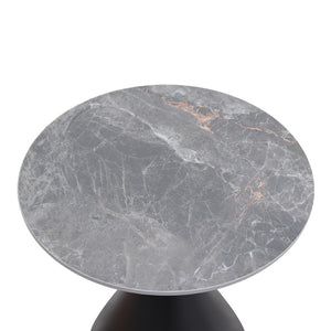 Τραπεζάκι βοηθητικό Logan  sintered stone - μέταλλο χρώμα γκρι εφέ μαρμάρου - μαύρο Ø50x56εκ.