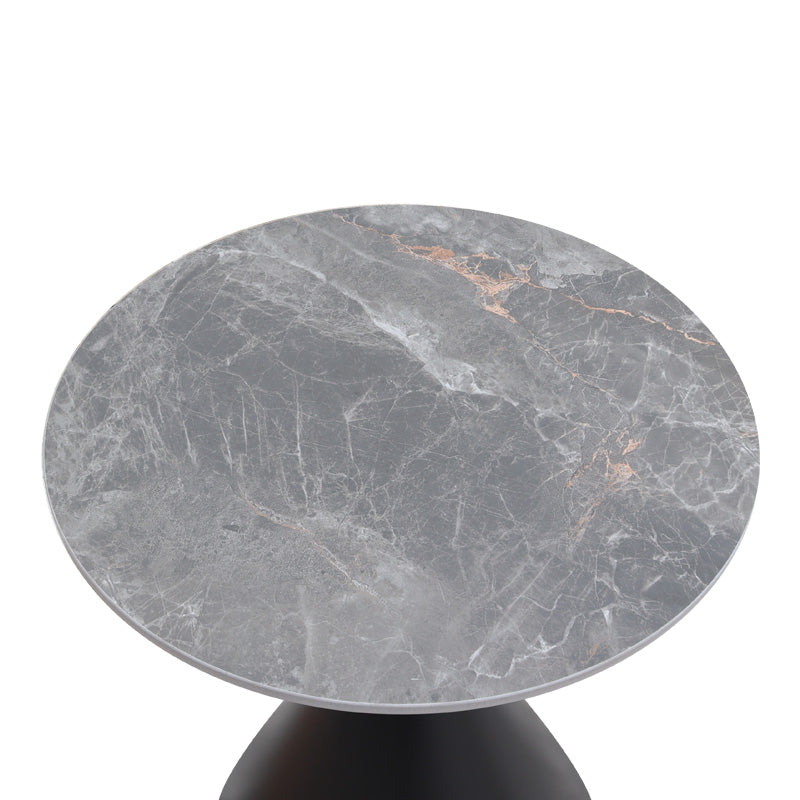 Τραπεζάκι βοηθητικό Logan  sintered stone - μέταλλο χρώμα γκρι εφέ μαρμάρου - μαύρο Ø50x56εκ.