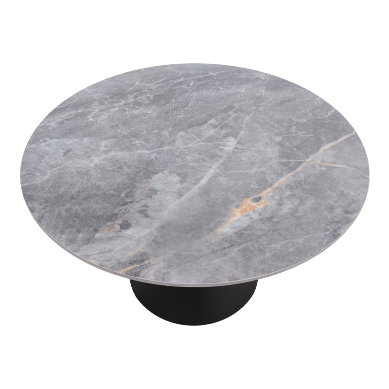 Τραπέζι Logan  sintered stone - μέταλλο χρώμα γκρι εφέ μαρμάρου - μαύρο Ø120x72εκ.