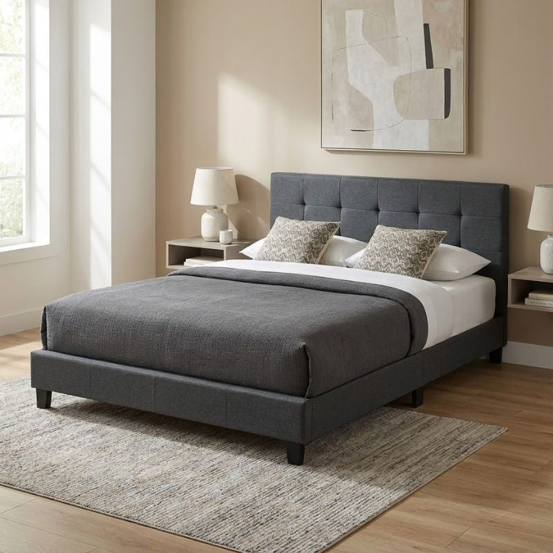 Κρεβάτι Sissy  υφασμάτινο χρώμα ανθρακί 160x200εκ.