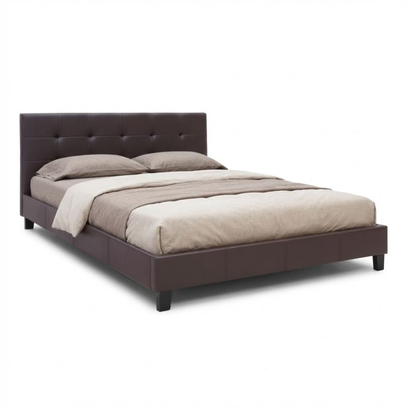 Κρεβάτι Sissy  από τεχνόδερμα χρώμα καφέ 160x200εκ.