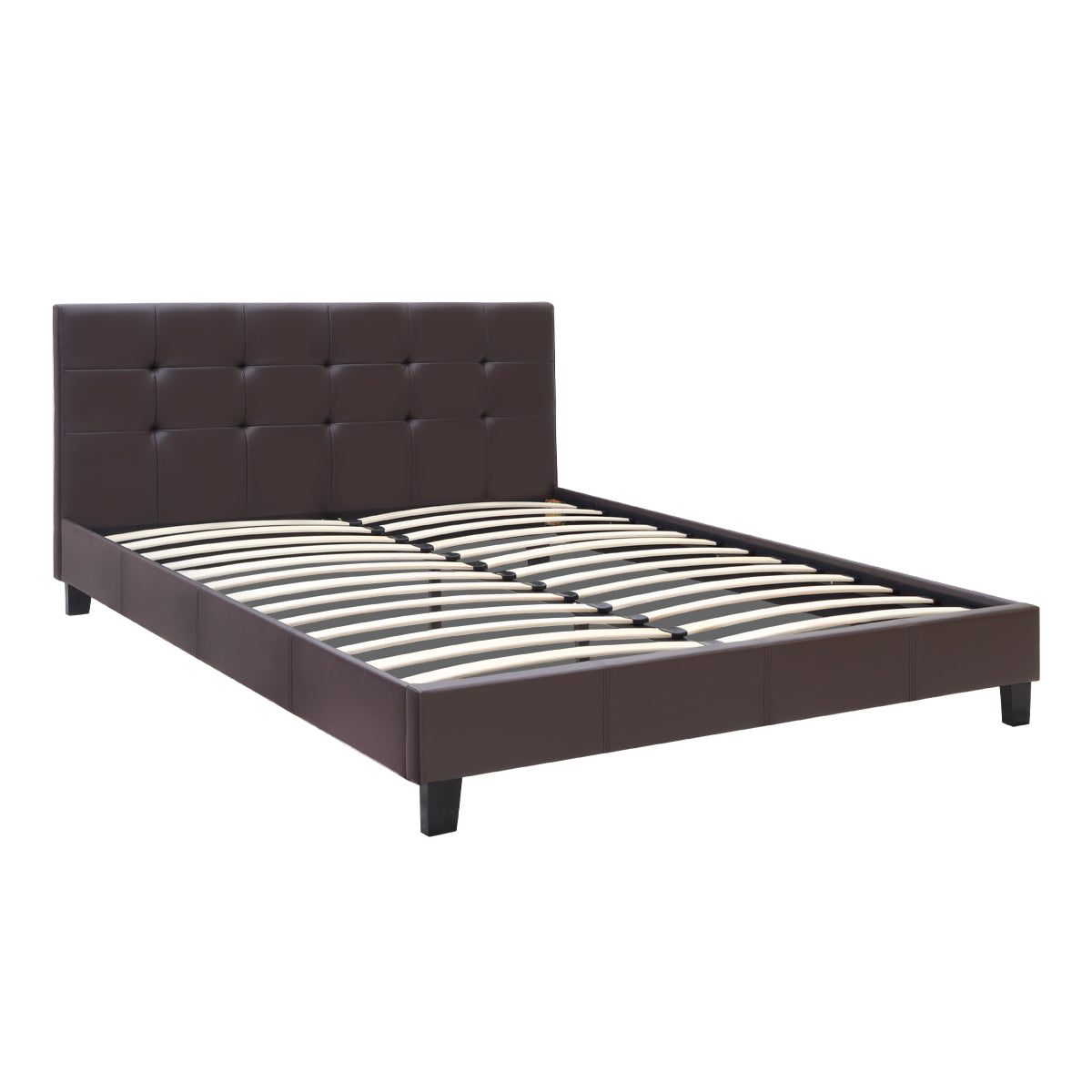 Κρεβάτι Sissy  από τεχνόδερμα χρώμα καφέ 160x200εκ.