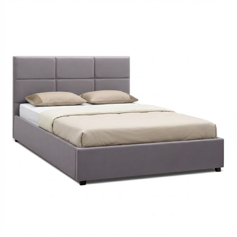 Κρεβάτι Kingston  βελούδινο χρώμα γκρι 150x200εκ. - Pakobazaar