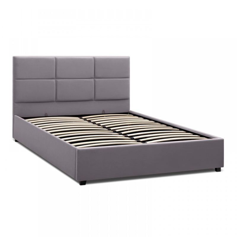 Κρεβάτι Kingston  βελούδινο χρώμα γκρι 150x200εκ. - Pakobazaar