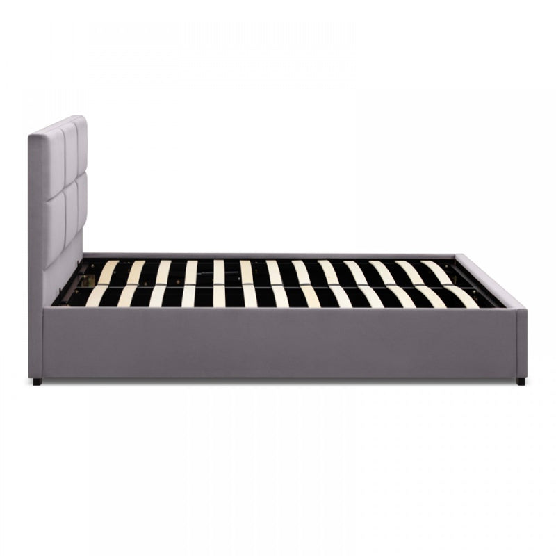 Κρεβάτι Kingston  βελούδινο χρώμα γκρι 150x200εκ. - Pakobazaar