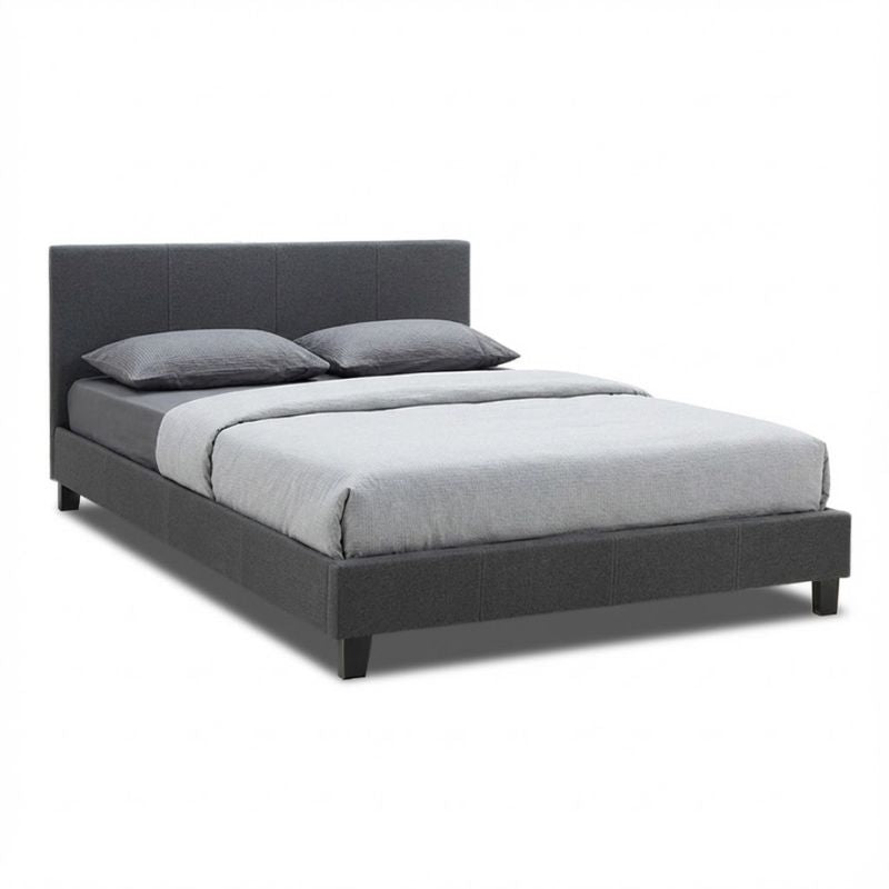 Κρεβάτι Flat  υφασμάτινο χρώμα ανθρακί 160x200εκ. - Pakobazaar