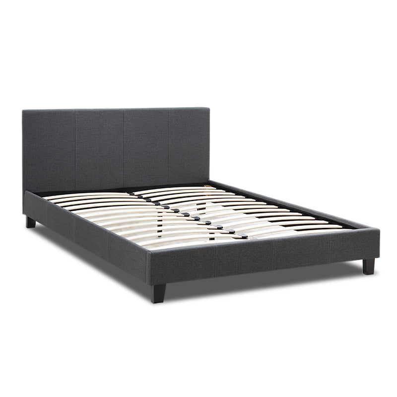 Κρεβάτι Flat  υφασμάτινο χρώμα ανθρακί 160x200εκ. - Pakobazaar