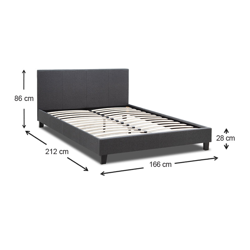 Κρεβάτι Flat  υφασμάτινο χρώμα ανθρακί 160x200εκ. - Pakobazaar