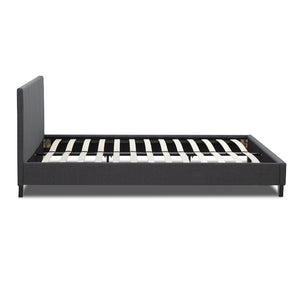 Κρεβάτι Flat  υφασμάτινο χρώμα ανθρακί 140x190εκ. - Pakobazaar