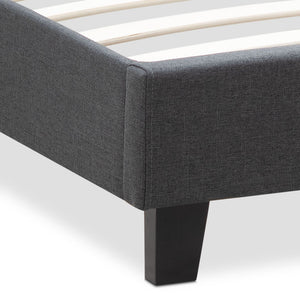 Κρεβάτι Flat  υφασμάτινο χρώμα ανθρακί 140x190εκ. - Pakobazaar