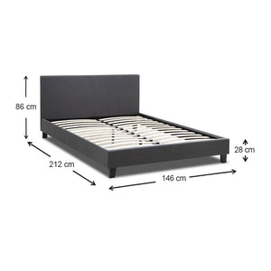 Κρεβάτι Flat  υφασμάτινο χρώμα ανθρακί 140x190εκ. - Pakobazaar