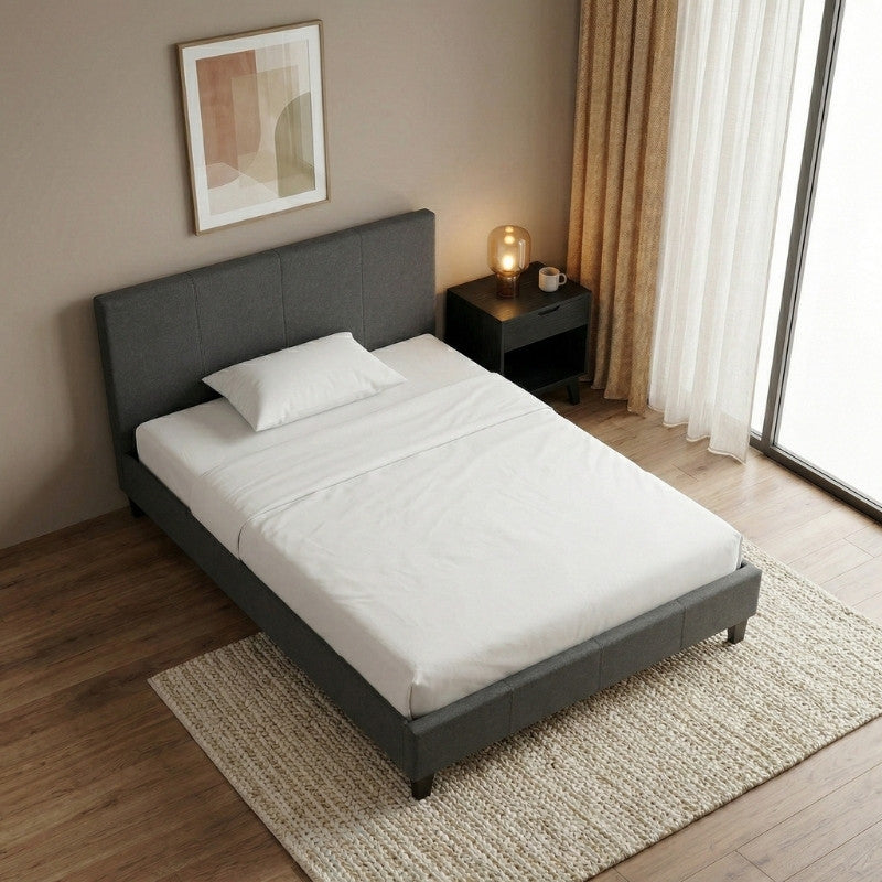 Κρεβάτι Flat  υφασμάτινο χρώμα ανθρακί 120x200εκ. - Pakobazaar
