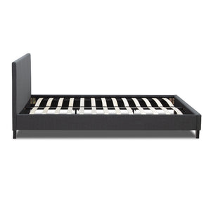 Κρεβάτι Flat  υφασμάτινο χρώμα ανθρακί 120x200εκ. - Pakobazaar
