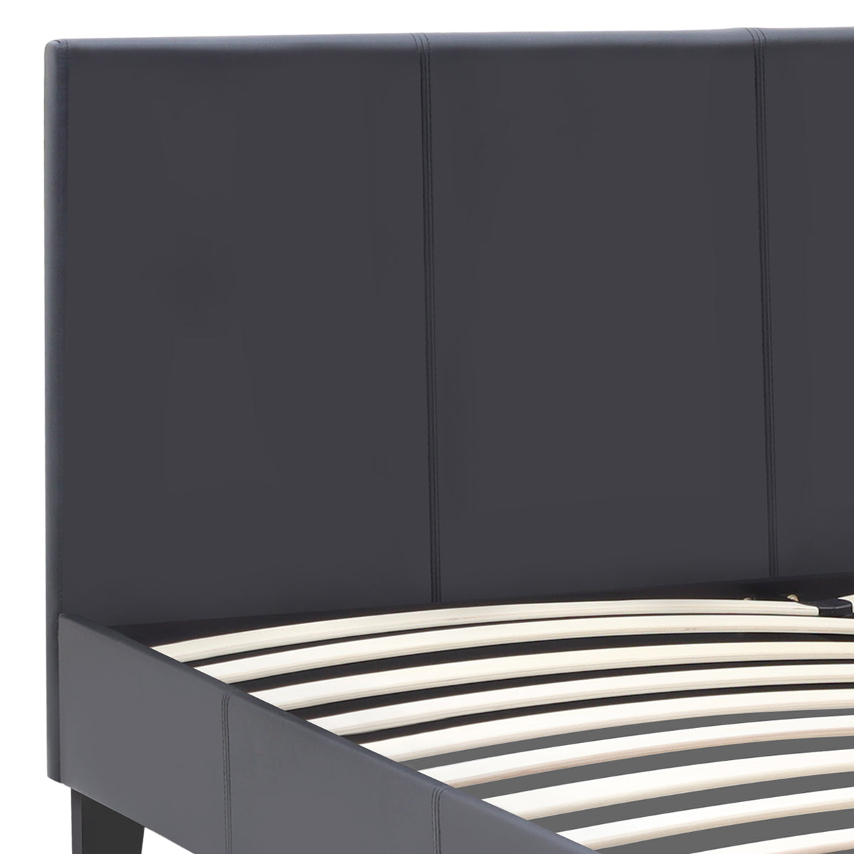 Κρεβάτι Flat  από τεχνόδερμα χρώμα μαύρο ματ 160x200εκ. - Pakobazaar