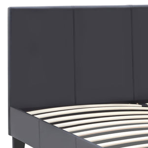 Κρεβάτι Flat  από τεχνόδερμα χρώμα μαύρο ματ 160x200εκ. - Pakobazaar