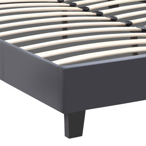 Κρεβάτι Flat  από τεχνόδερμα χρώμα μαύρο ματ 150x200εκ. - Pakobazaar