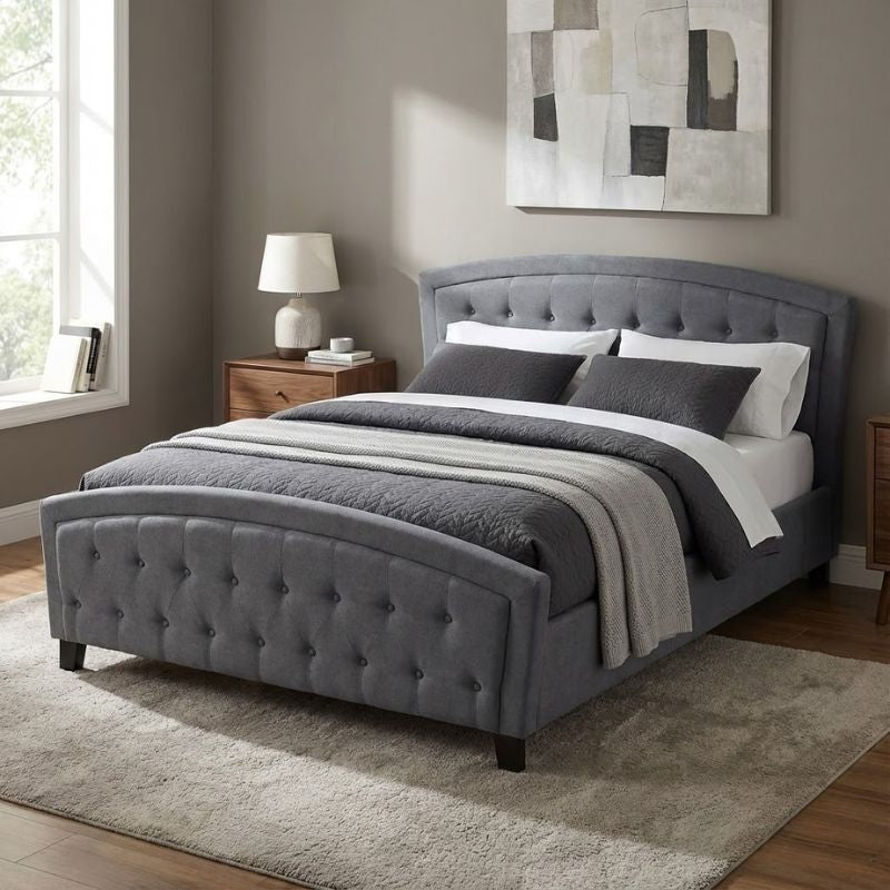 Κρεβάτι Alexia  υφασμάτινο χρώμα γκρι 160x200εκ.