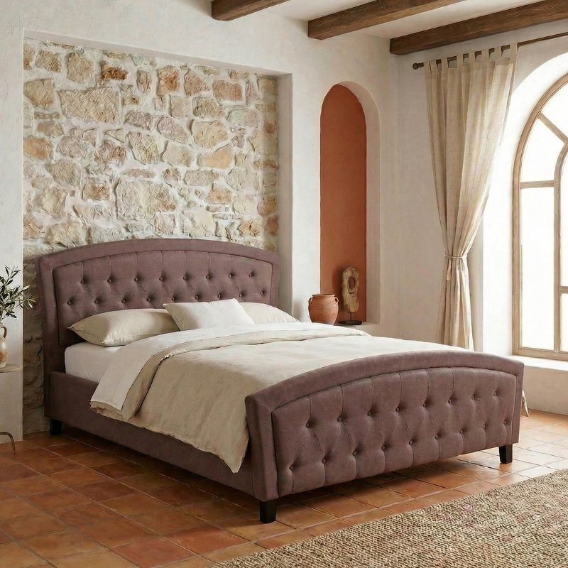 Κρεβάτι Alexia  υφασμάτινο χρώμα καφέ 160x200εκ. - Pakobazaar