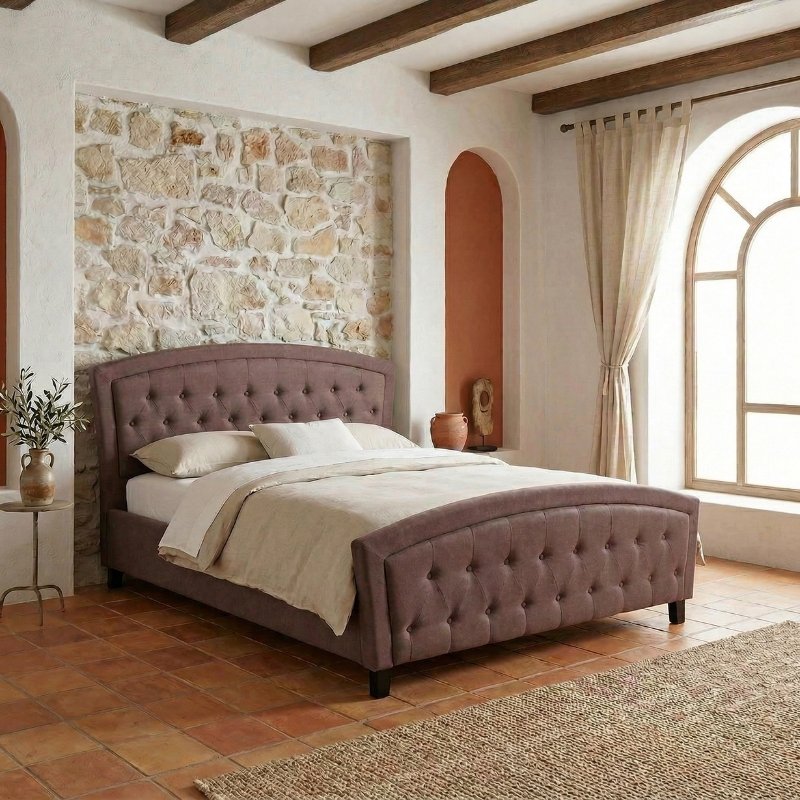 Κρεβάτι Alexia  υφασμάτινο χρώμα καφέ 160x200εκ. - Pakobazaar