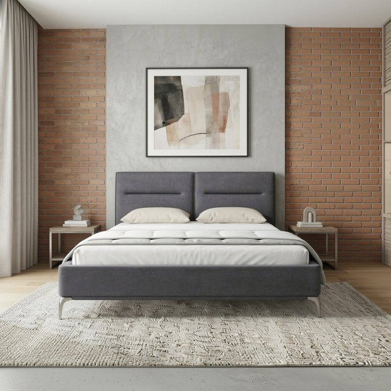 Κρεβάτι Megan  υφασμάτινο χρώμα ανθρακί 160x200εκ. - Pakobazaar