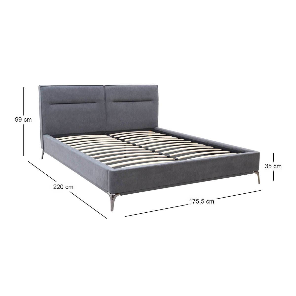 Κρεβάτι Megan  υφασμάτινο χρώμα ανθρακί 160x200εκ.