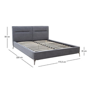 Κρεβάτι Megan  υφασμάτινο χρώμα ανθρακί 160x200εκ. - Pakobazaar